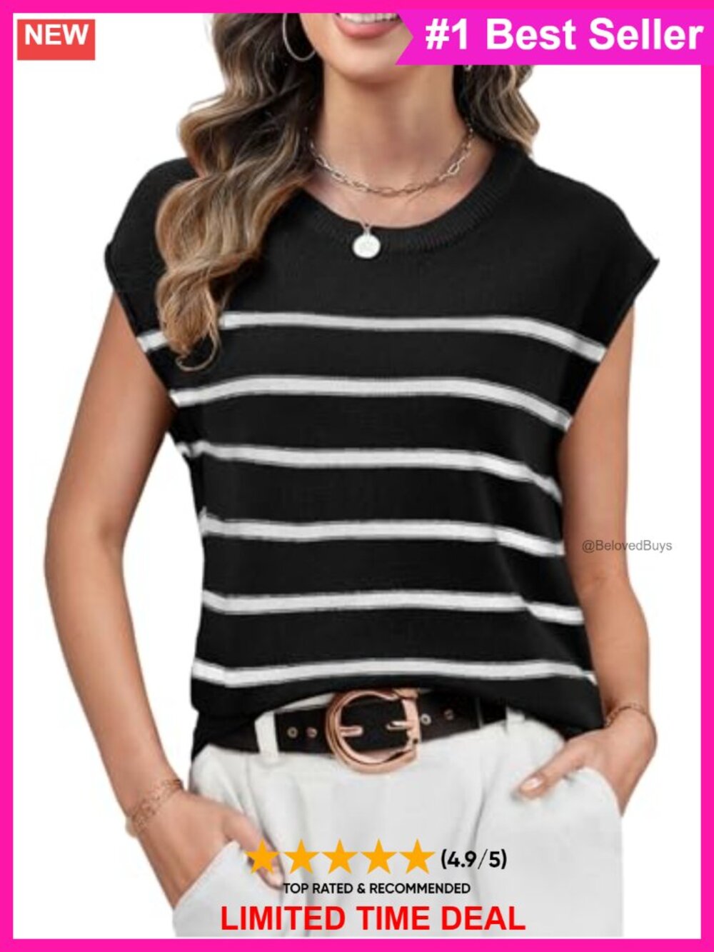 Womens Knit Sleeveless Sweater Vest Cap Sleeve Pullover Top Viscose